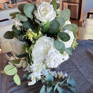 Elegant White and Green Floral Arrangement Wedding Bouquet